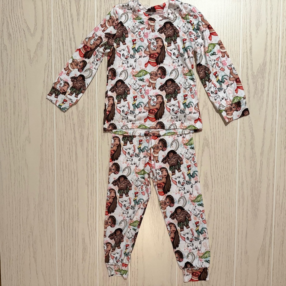 Boutique Bamboo Moana Pajama Set Size 3T Pink‎ 2PC Disney Princess Soft NEW
